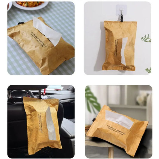 Car Tissue Holder DuPont Paper Portable Tissue Case Dustproof Foldable Napkin Papers Bag Waterproof Car Tissue Bag Bathroom