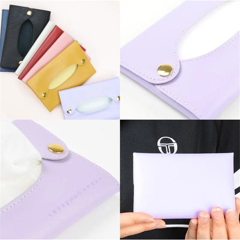 Japanese Style Simple Leather Tissue Bag Small Portable Storage Cover Detachable Towel Organizers Box Wet Wipes Dispenser