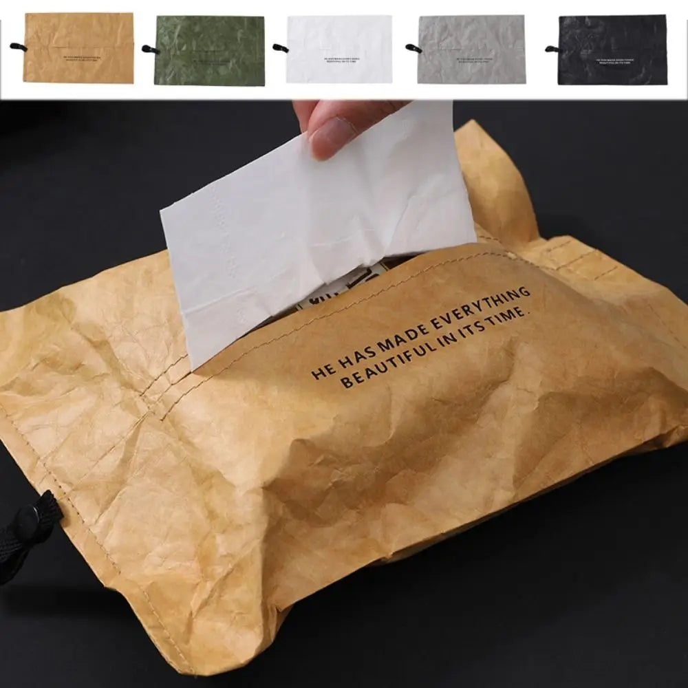 Car Tissue Holder DuPont Paper Portable Tissue Case Dustproof Foldable Napkin Papers Bag Waterproof Car Tissue Bag Bathroom