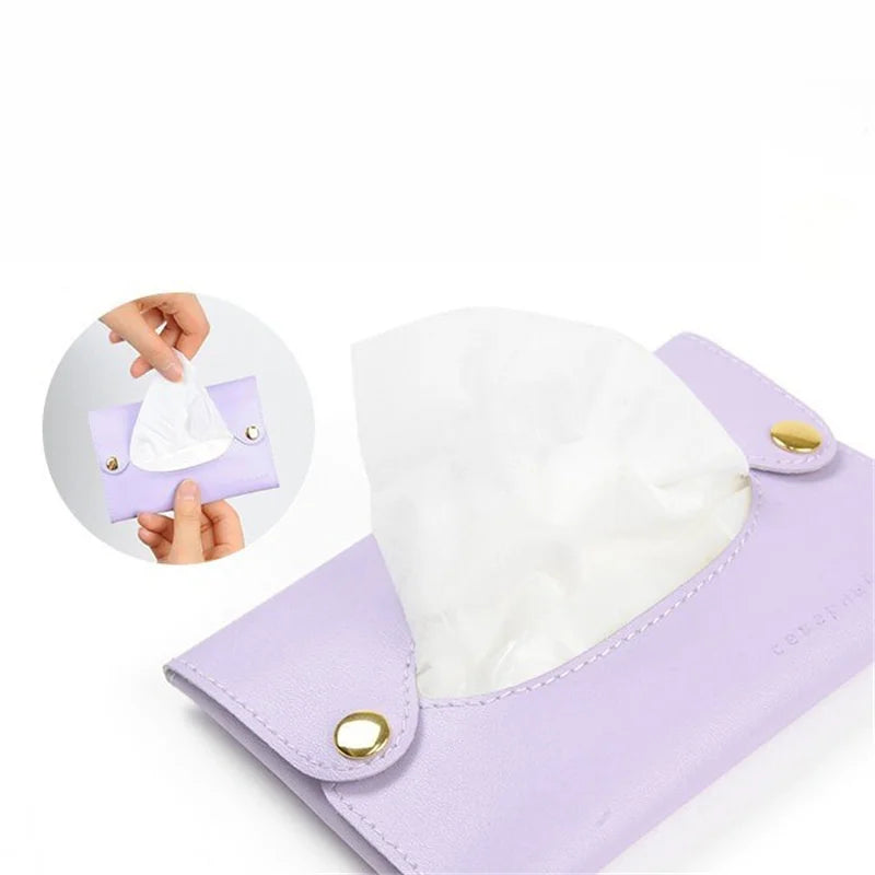 Japanese Style Simple Leather Tissue Bag Small Portable Storage Cover Detachable Towel Organizers Box Wet Wipes Dispenser