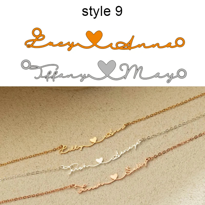 Custom Two Names Necklace with Heart Stainless Steel Couple Choker Personalized Jewelry Mother's Day Gift Women's Necklace Gift 9