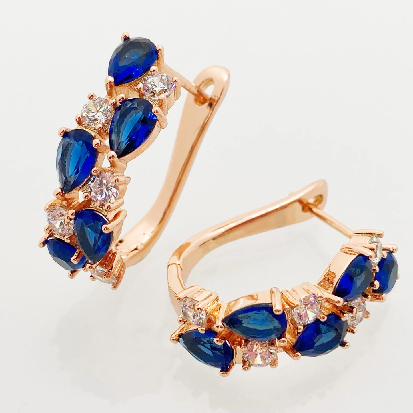 Aomigc Multi-Color Natural Cubic Zircon Drop Earrings 585 Rose Gold RU Hot Exclusive Design Women Luxury Jewelry