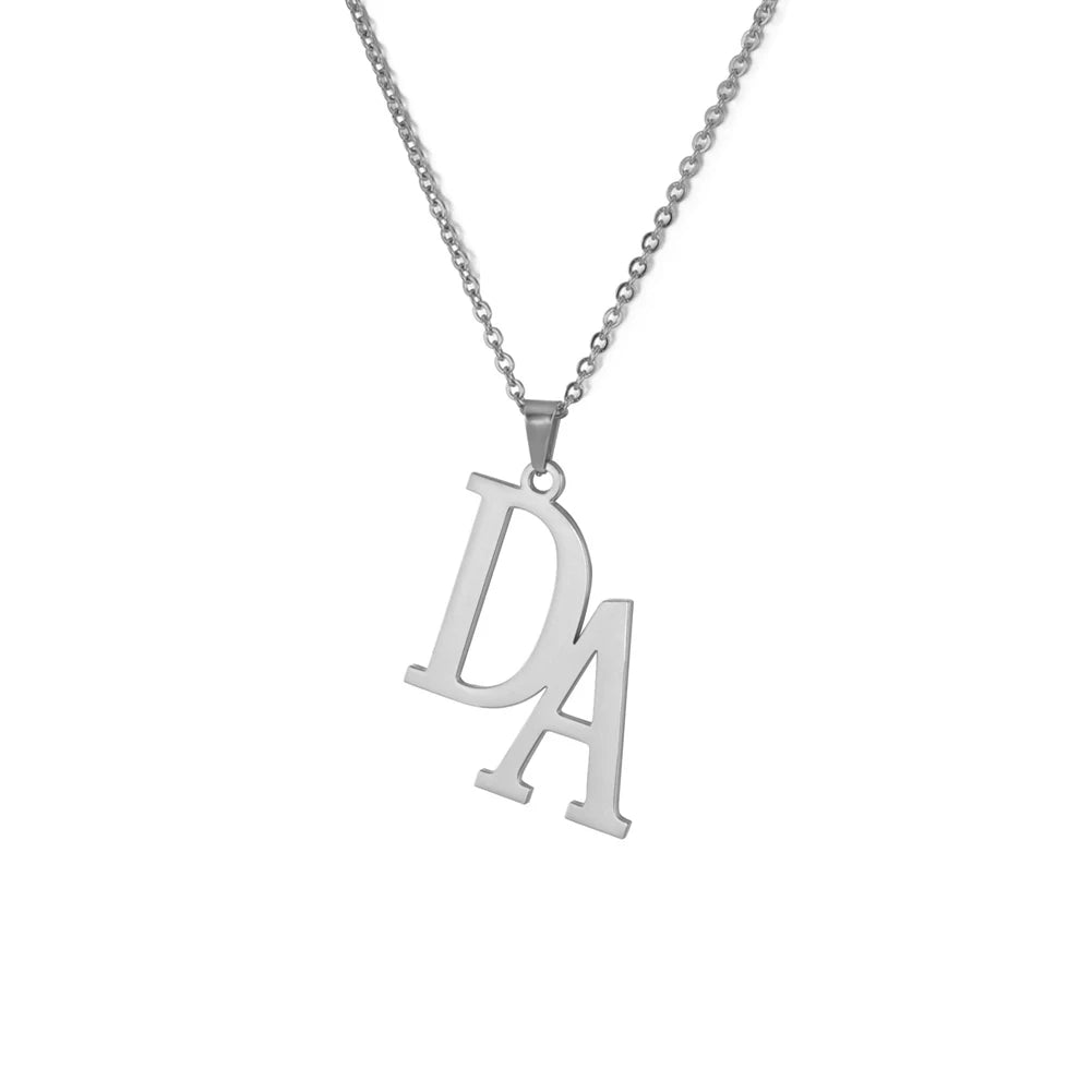 Lemegeton Personalized Name Necklace Custom Initial Letter Necklaces for Women - Stainless Steel Personalized Nameplate Gift Steel Style09-1
