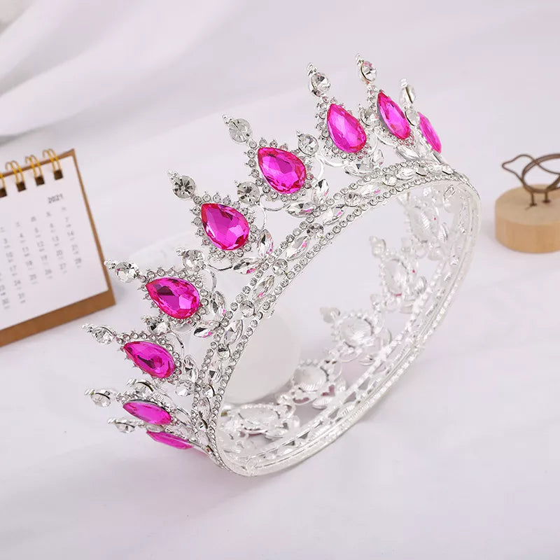Wedding Hair Tiara Crystal Bridal Tiara Crown Silver Color Diadem Veil Tiaras Wedding Hair Accessories Headpieces Head Jewelry