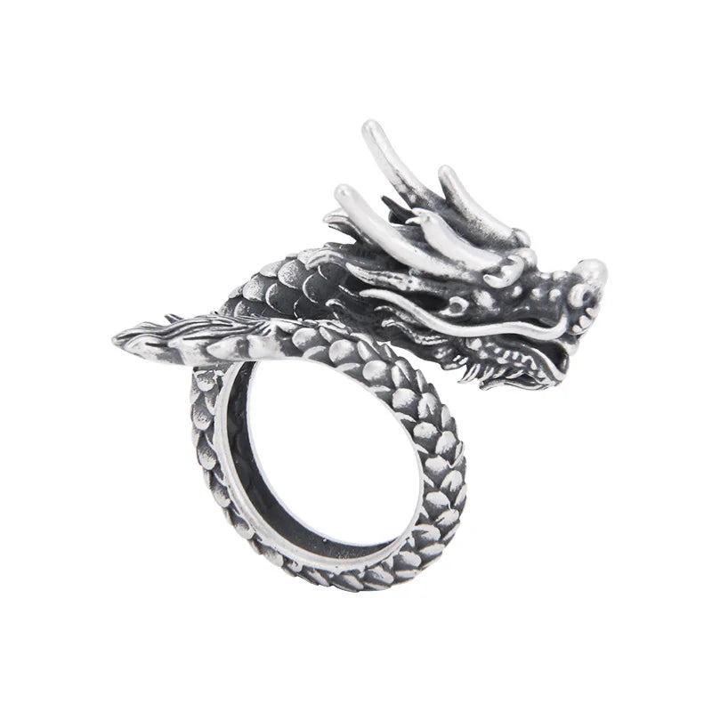 Uglyless China Myth Animals Dragon Rings for Men Eastern Mysterious Power Jewelry Impressive 925 Silver Dragons Rings Cool Guys