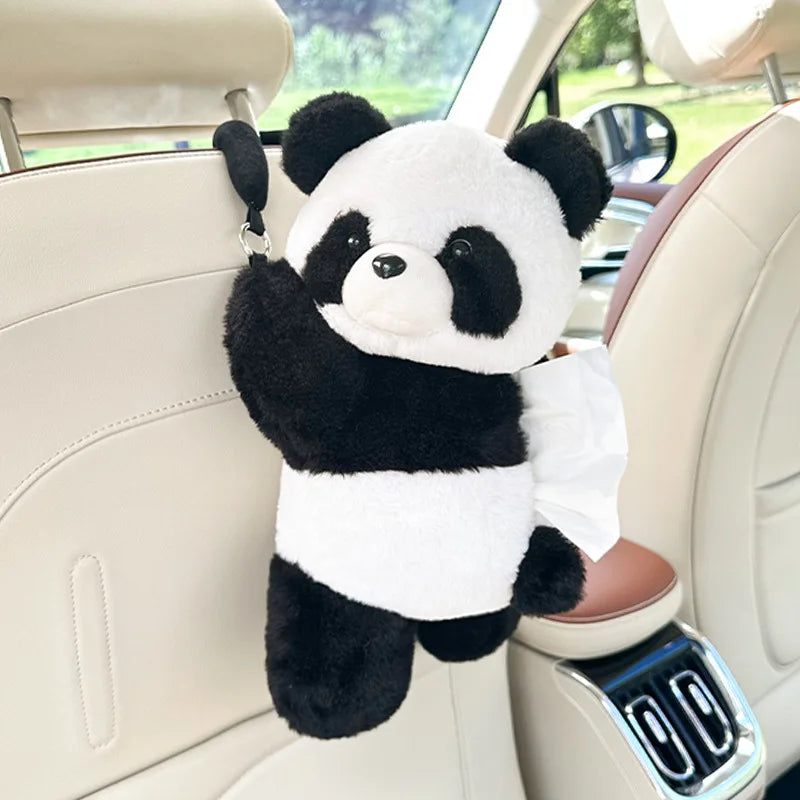 Car tissue box creative plush car multifunctional hanging drawer box cartoon armrest box car tissue drawer