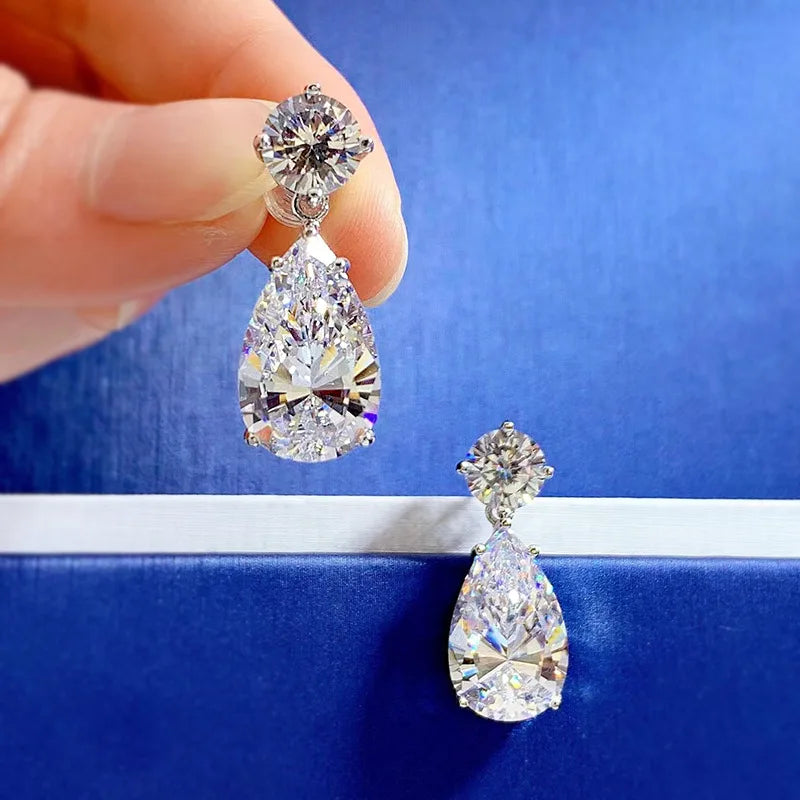Water Drop Moissanite Diamond Dangle Earring 100% Real 925 sterling silver Wedding Drop Earrings for Women Promise Jewelry Gift