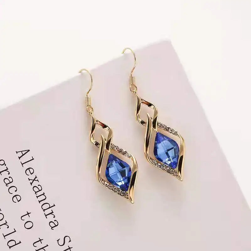 Korean Fashion Exquisite Diamond Crystal Pendant Earrings Romantic Wedding Commemorative for Gift Outstanding Women's Jewelry