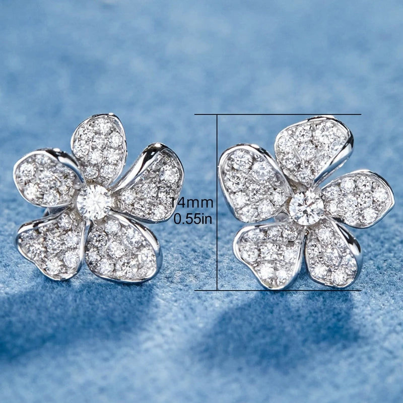 Chic Crystal Flower Earrings for Women Girls Fashion Shiny Sweet Silver Earrings Party Daily Wear Jewelry Ear Accessories