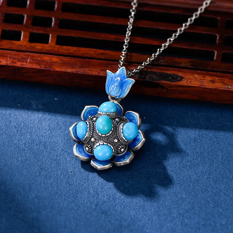 Uglyless Spinning Creative Lotus Jewelry Sets for Women Exotic Impressive Vintage Rings Pendants Necklaces 925 Silver NO Chains