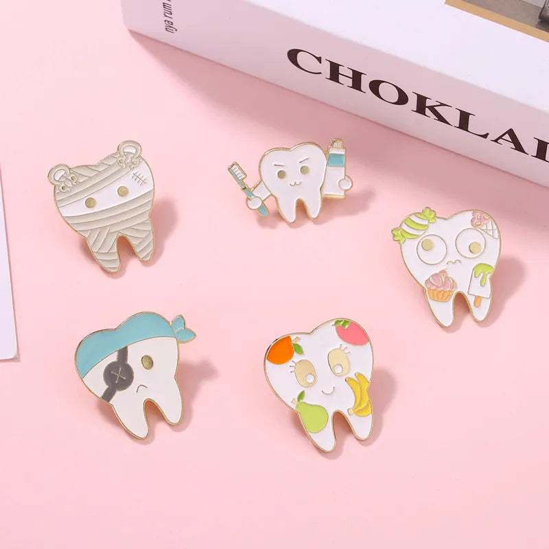Oral Health Enamel Pins Custom Tooth Fairy Brooches Dentist Lapel Badges Fun Dental Implant Jewelry Gift for Kids Friends