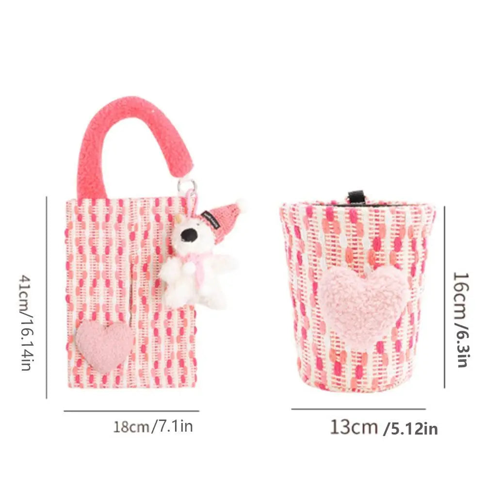 Hanging Car Mounted Garbage Bin Cute Large Capacity Car Hanging Tissue Bag Love pattern Creative Auto Seat Back Storage Bag
