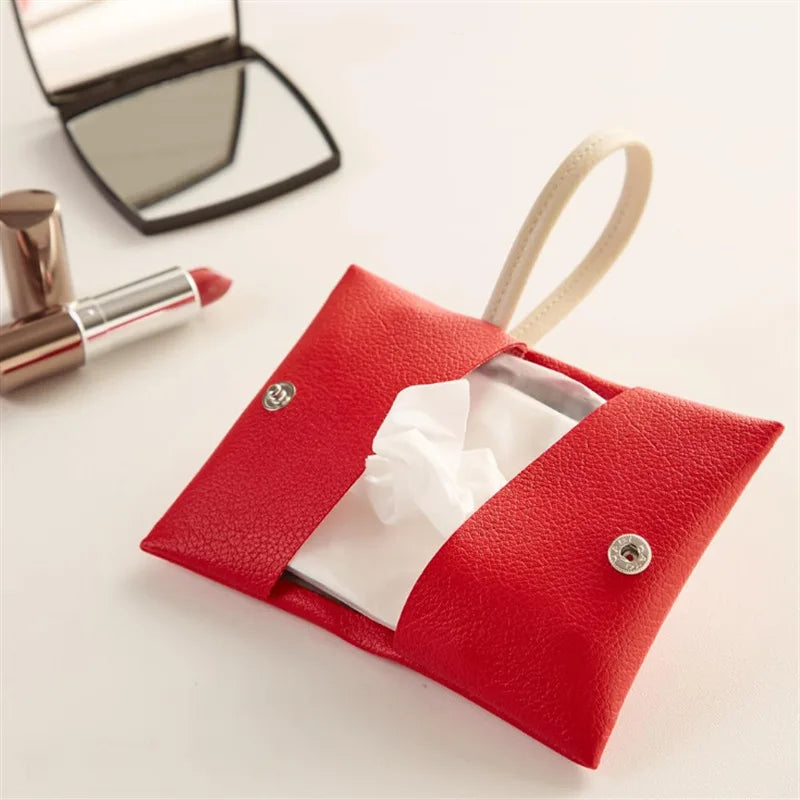 Pocket Tissue Bag Reusable Tissue Travel Pouch Tissue Storage Bag Paper PU Leather Case Sanitary Bags For Bathroom Small Items