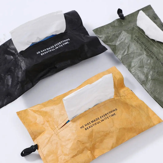 Car Tissue Holder DuPont Paper Portable Tissue Case Dustproof Foldable Napkin Papers Bag Waterproof Car Tissue Bag Bathroom