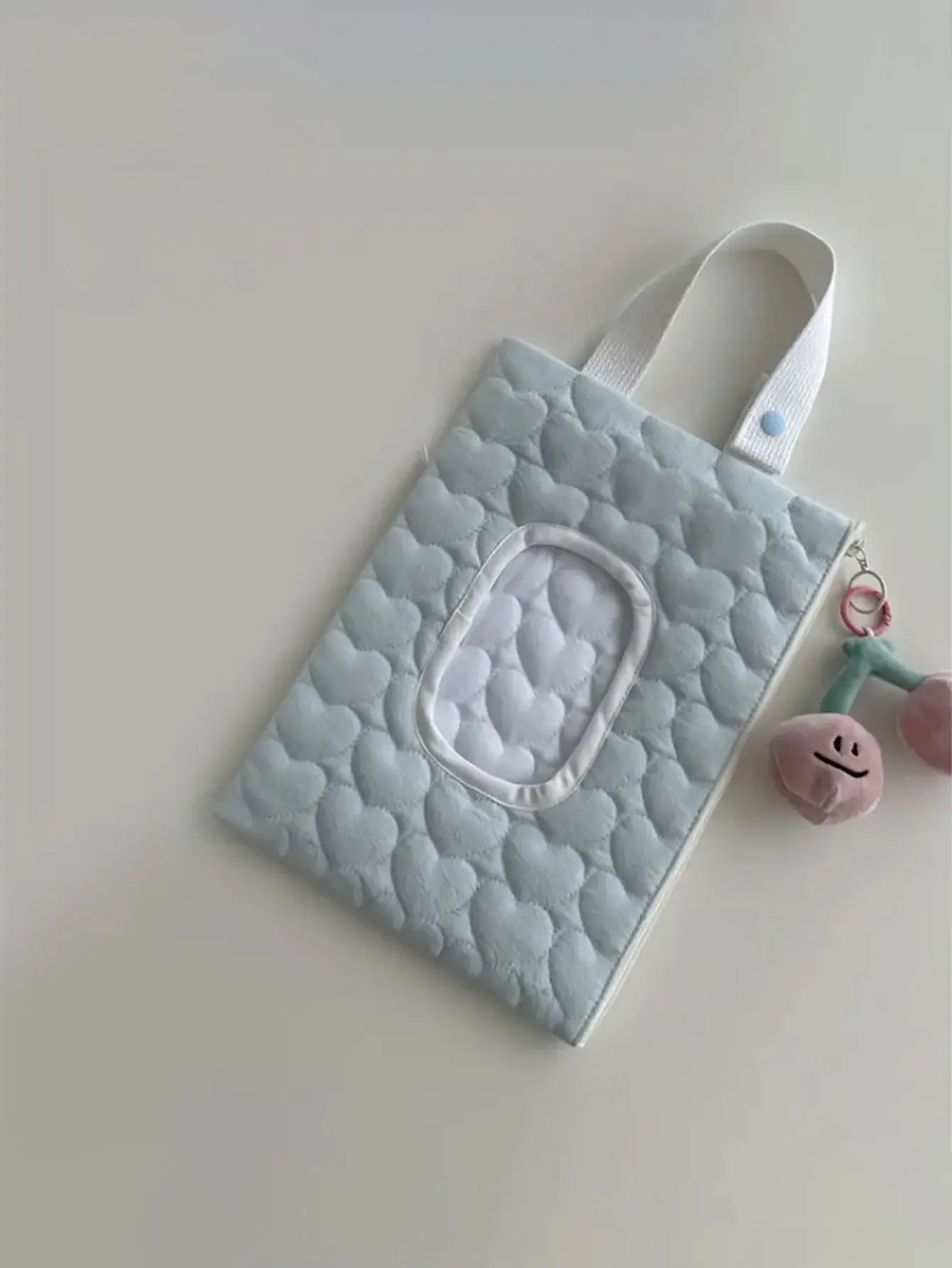 1pc heart-shaped quilted fabric tissue box with a button design,Portable, high-capacity Tissue bag for car tissue holder or wet