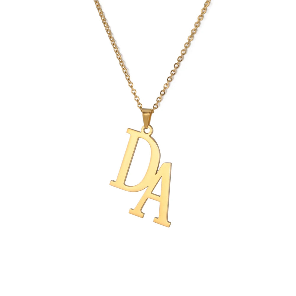 Lemegeton Personalized Name Necklace Custom Initial Letter Necklaces for Women - Stainless Steel Personalized Nameplate Gift Gold Style09-1