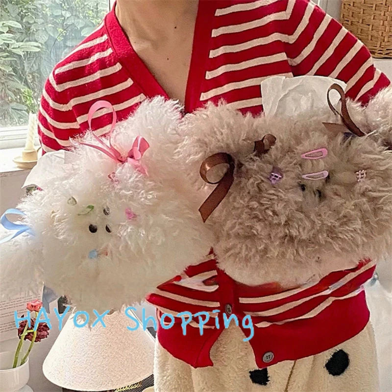 Creative Cute Curly Hair Dog Tissue Bag，Household Living Room Car Paper Box Desktop Tissue Storage Box Dopamine Decoration