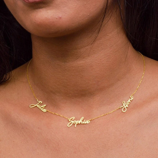 Custom Multiple Name Necklace Mom Grandama Jewelry Personalized Gold Color Stainless Steel Family Nameplate Pendant Necklace