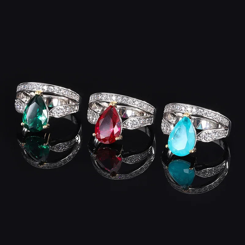 S925 Silver Engagement Colorful Treasure Advanced Texture Creative Horse Eye 8 * 12 Women's Jewelry Wedding Diamond Ring
