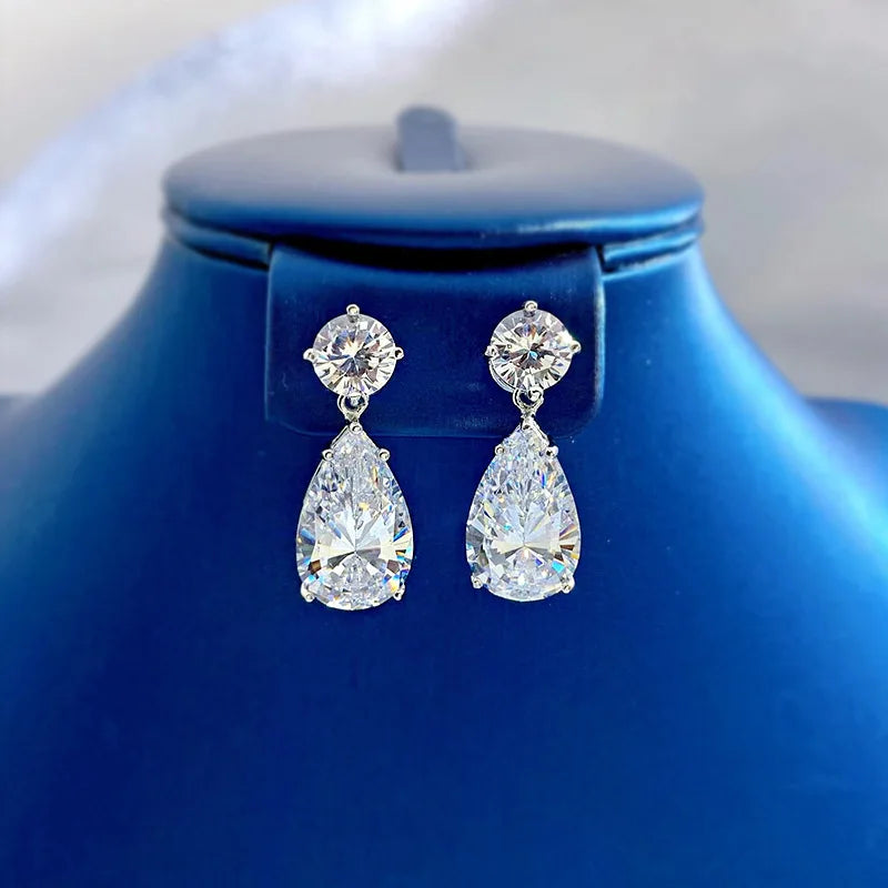 Water Drop Moissanite Diamond Dangle Earring 100% Real 925 sterling silver Wedding Drop Earrings for Women Promise Jewelry Gift