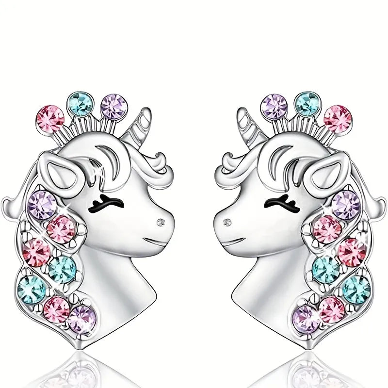 Gorgeous Unicorn Jewelry Set Cute Cartoon Style Unicorn Necklace Earrings Ring Bracelet Perfect Women’s Jewelry Christmas Gifts