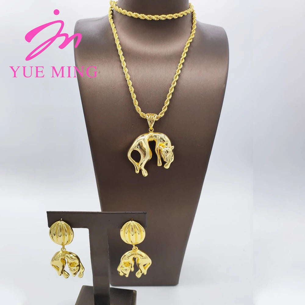 YM Dubai Jewelry Sets Fashion Copper Earrings Pendent Necklace For Women Romantic Daily Wear Party Wedding Anniversary Gifts