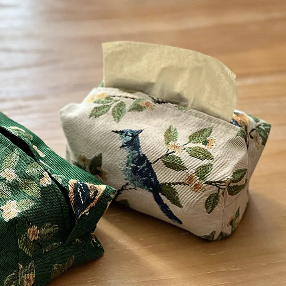 Tissue Box European Vintage Style Living Room Table Storage Bag Jacquard Drawn Paper Bag Household Desktop Paper Drawn Bag