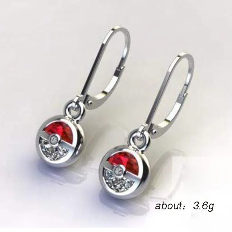 NurmWung Creative Cartoon Pokeball Two-Color Pendant Earrings European American Fashion Jewelry Gift Earrings for Women