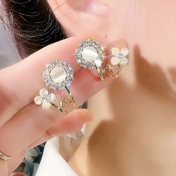 Korean Fashion Opal High Grade Flower Earrings Outstanding Women's Romantic Wedding Commemorative Gifts Jewelry and Jewelry