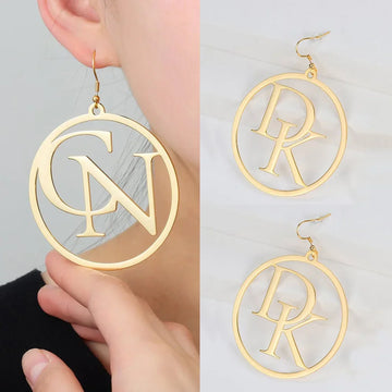 Personalized Hoop Earrings for Women Custom Name Initials Letter Earrings Gold Dangle Crochet Earring Stainless Steel Jewelry