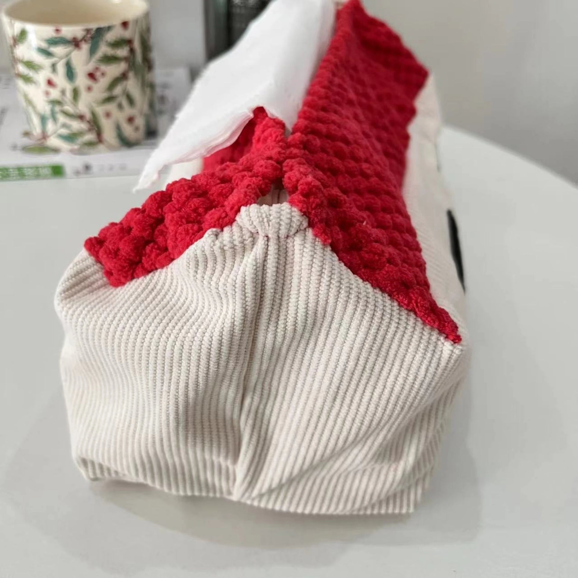 Cute Red Grey House Thickening Fabric Tissue Cover Tissue Storage Bag Creative Home Decoration Napkin Holder Kitchen Acceesories