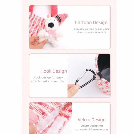 Hanging Car Mounted Garbage Bin Cute Large Capacity Car Hanging Tissue Bag Love pattern Creative Auto Seat Back Storage Bag