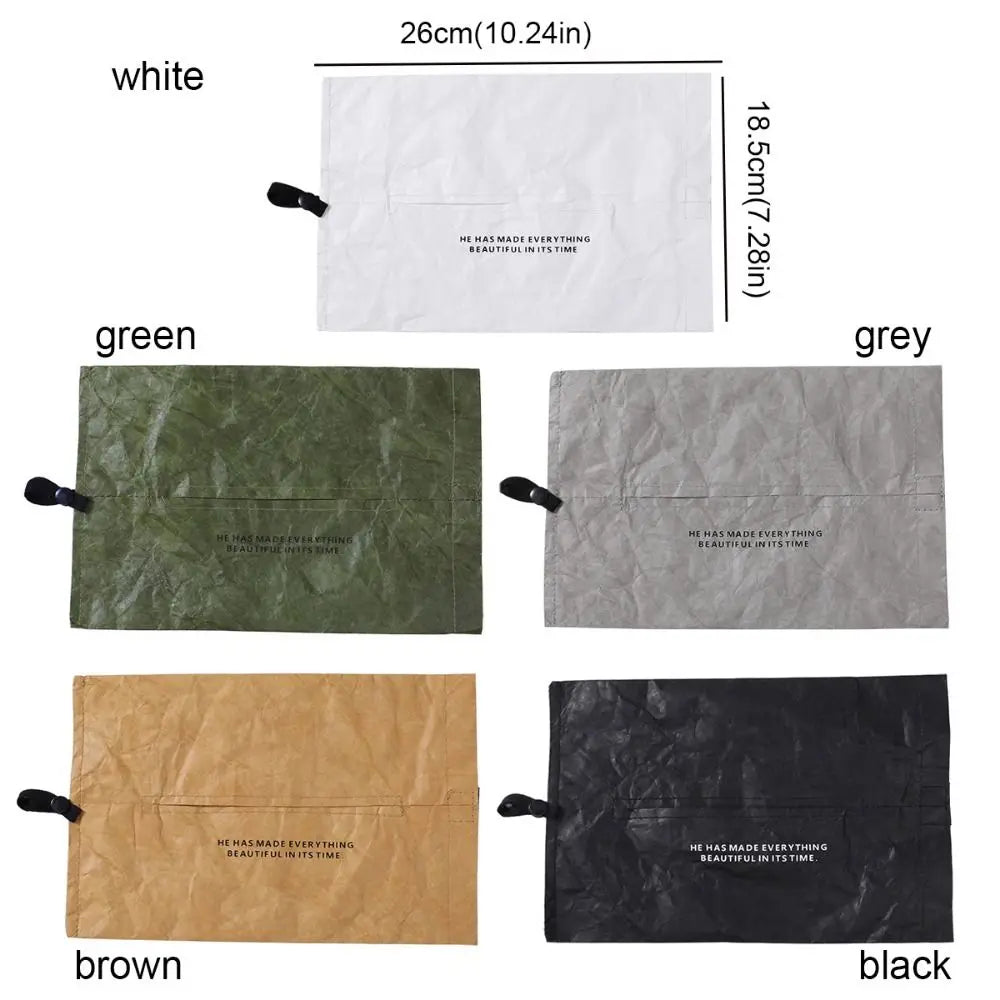Car Tissue Holder DuPont Paper Portable Tissue Case Dustproof Foldable Napkin Papers Bag Waterproof Car Tissue Bag Bathroom