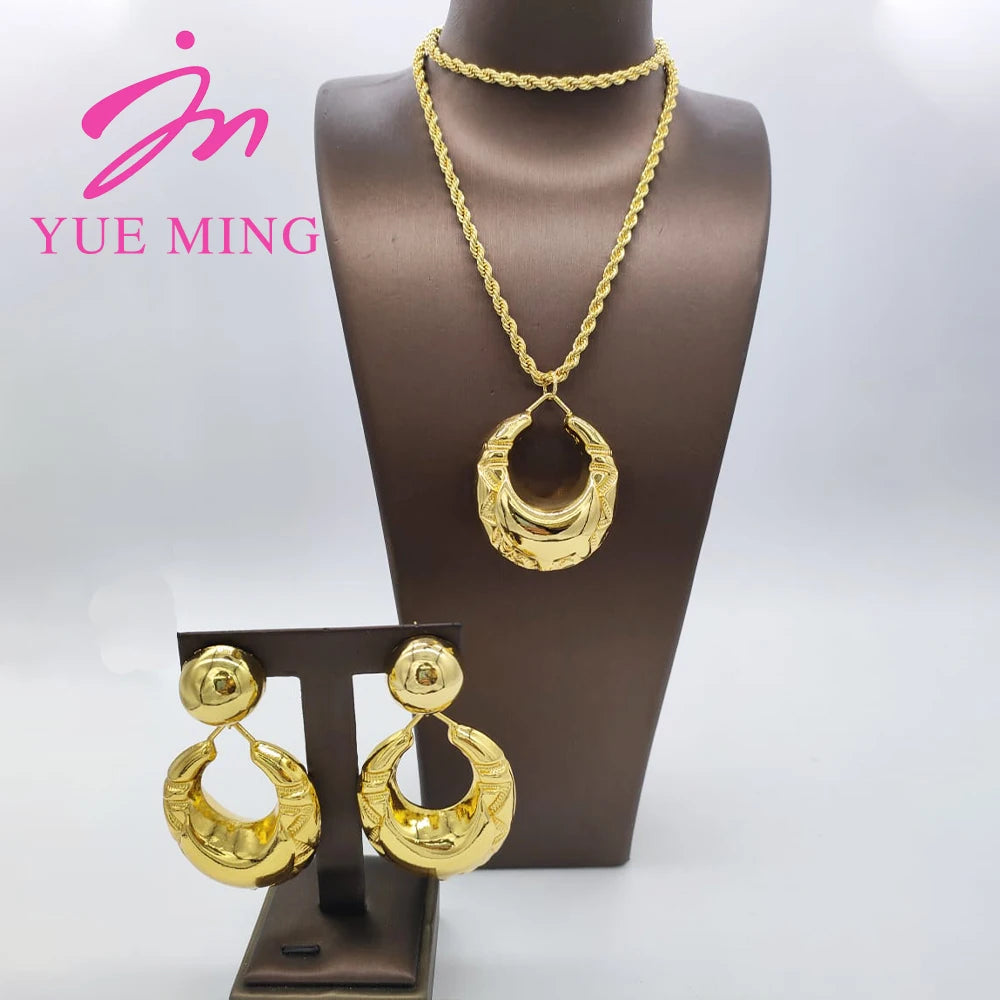 YM Dubai Jewelry Sets Fashion Copper Earrings Pendent Necklace For Women Romantic Daily Wear Party Wedding Anniversary Gifts