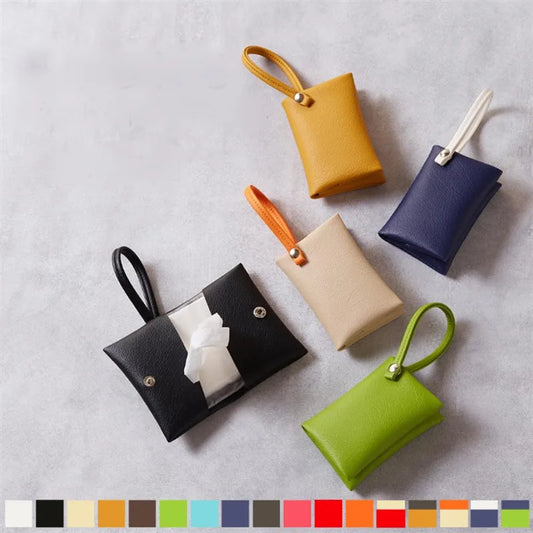 Pocket Tissue Bag Reusable Tissue Travel Pouch Tissue Storage Bag Paper PU Leather Case Sanitary Bags For Bathroom Small Items