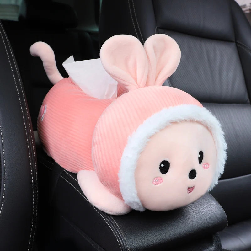 Monkey Tissue Holder for Car Plush Cartoon Dog Car Tissue Box Armrest Box