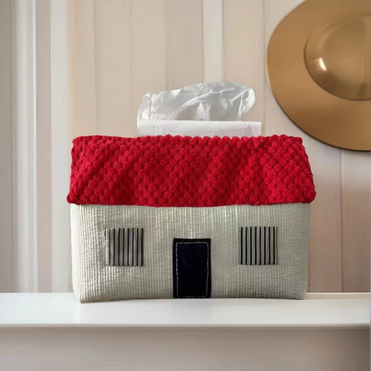 Cute Red Grey House Thickening Fabric Tissue Cover Tissue Storage Bag Creative Home Decoration Napkin Holder Kitchen Acceesories