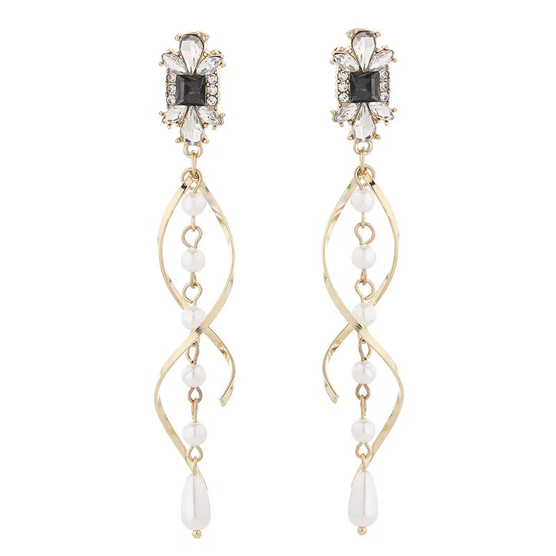 Korean Fashion Exquisite Light Luxury Crystal Pearl Earrings Romantic Wedding Commemorative for Gift Outstanding Women's Jewelry