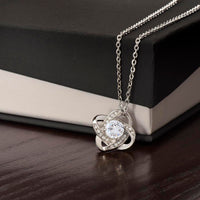 Discover the Timeless Love Knot Necklace - A Cherished Symbol of Affection 14k White Gold Finish Standard Box