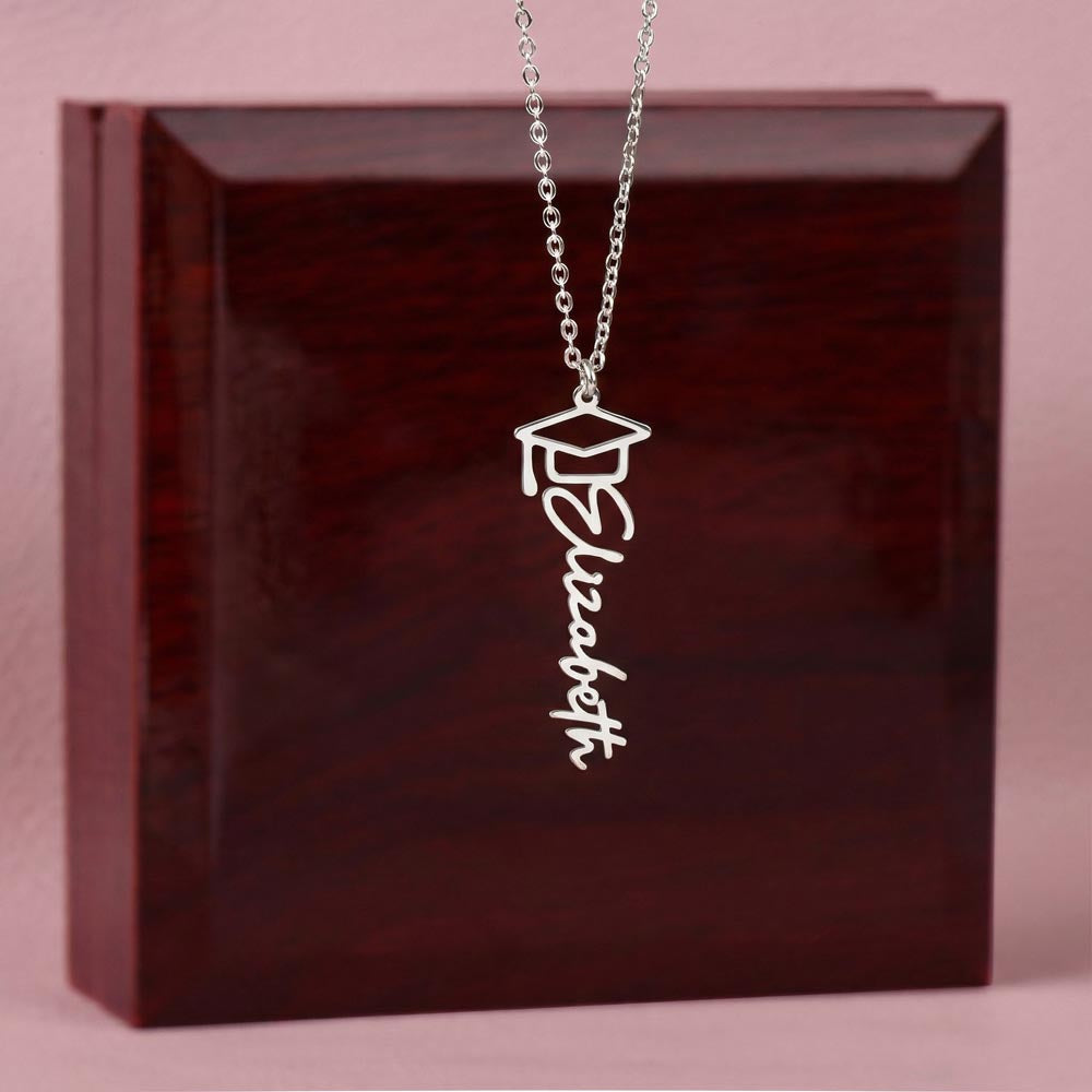 Graduation Name Nicklace Polished Stainless Steel Luxury Box