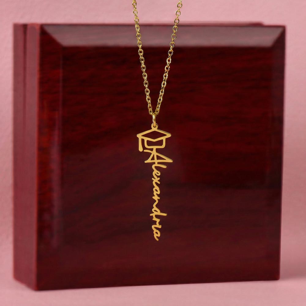Graduation Name Nicklace 18k Yellow Gold Finish Luxury Box
