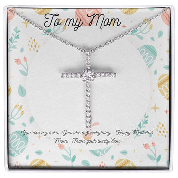 CZ Cross Necklace To My Mom